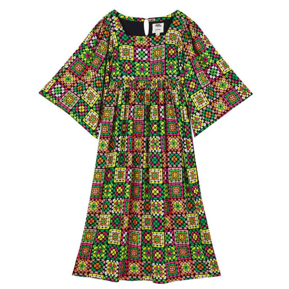 Dawn O’Porter X Joanie Casino Granny Square Print maxi midaxi dress 6 medium NWT - Picture 2 of 10